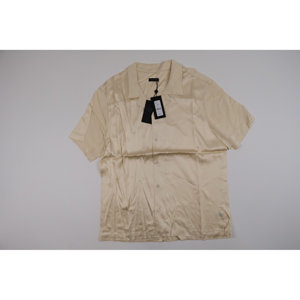 MONFRERE Shirt Camp Collar Ivory Solid L NWT $248